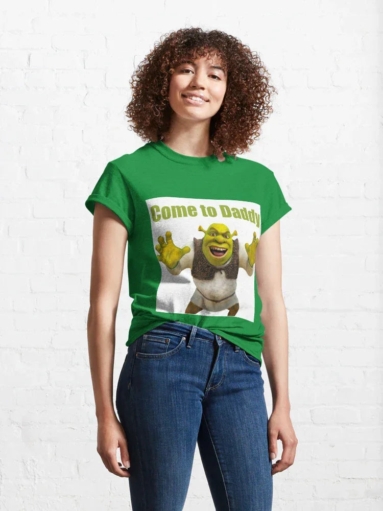 Camiseta Básica Unissex Come To Daddy Shrek Ogro Verde