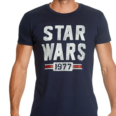 Camiseta Básica Unissex Star Wars 1977 Aesthetic Azul Marinho