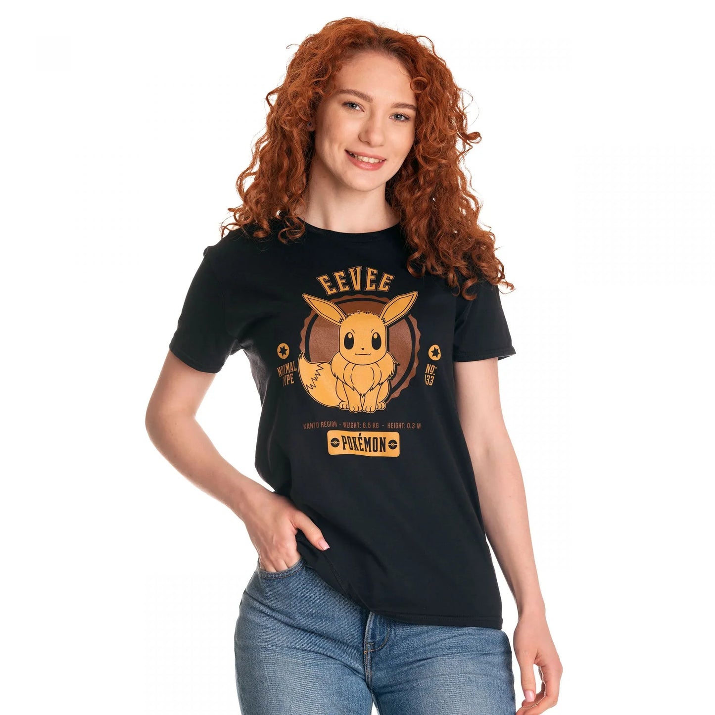 Camiseta Básica Unissex Eevee Cute Pokemon preto Feminina