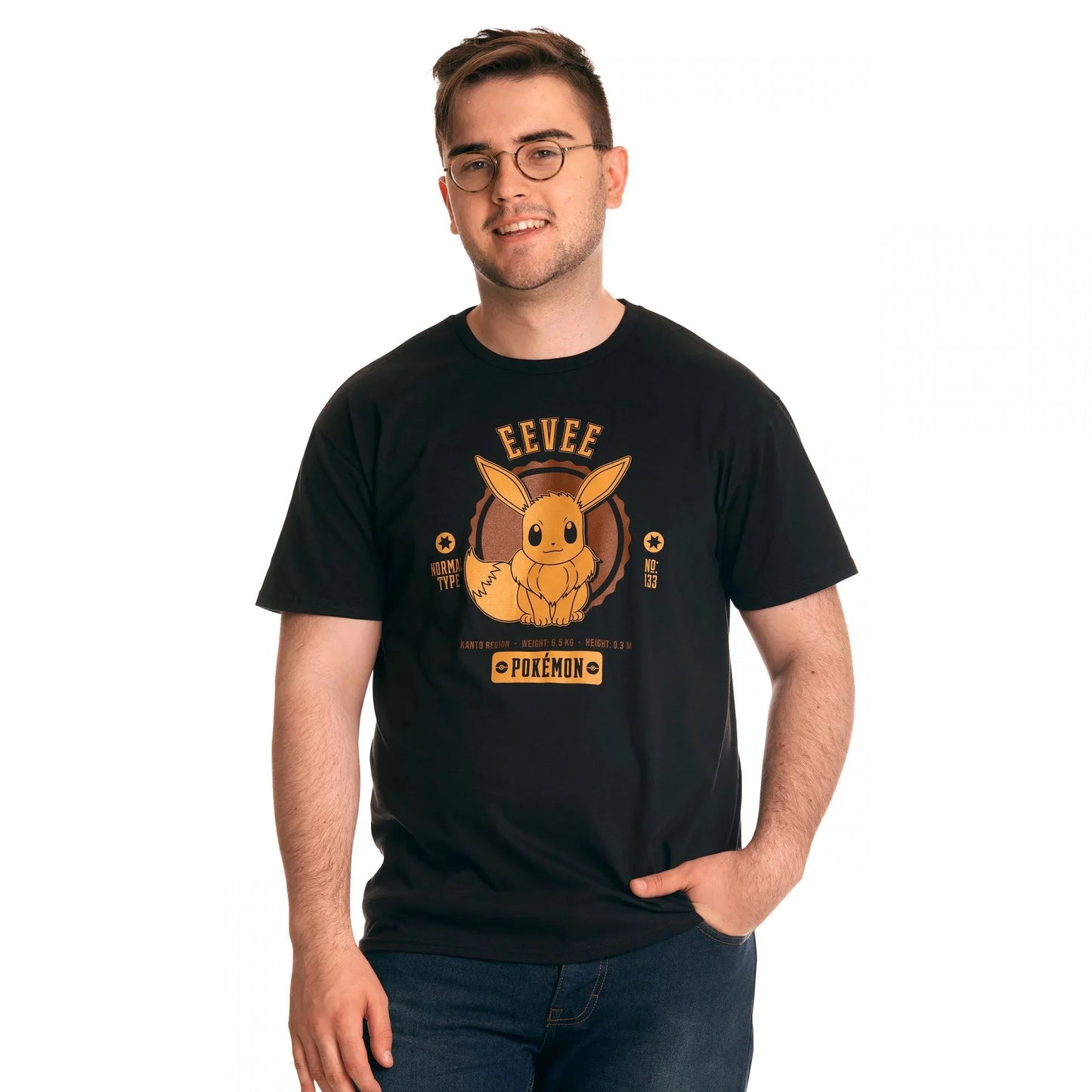 Camiseta Básica Unissex Eevee Cute Pokemon Preta Masculina