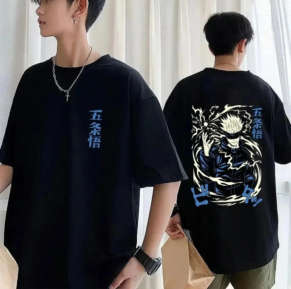 Camiseta Básica Unissex Gojo Satoru Sorceress Jujutsu Kaisen- preto