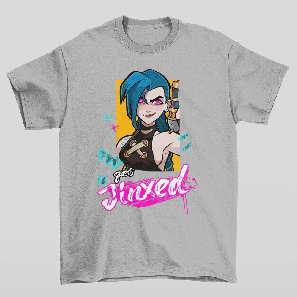 Camiseta Básica Unissex Jinx Arcane Cinza