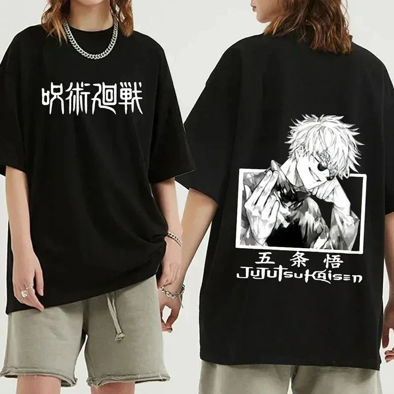 Camiseta Básica Preta Unissex Jujutsu Kaisen Fashion Gojo Satoru