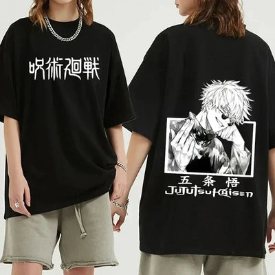Camiseta Básica Preta Unissex Jujutsu Kaisen Fashion Gojo Satoru