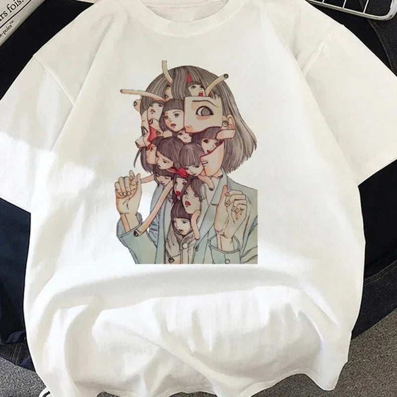 Camiseta Básica Unissex Junji Ito Crazy Girl Demon