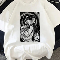 Camiseta Básica Unissex Junji Ito Tomie Demon Cat