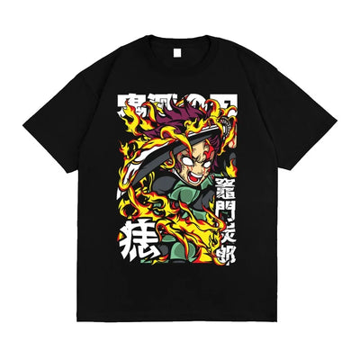 Camiseta Básica Unissex Kimetsu No Yaiba Kamado Tanjiro Flame Sword