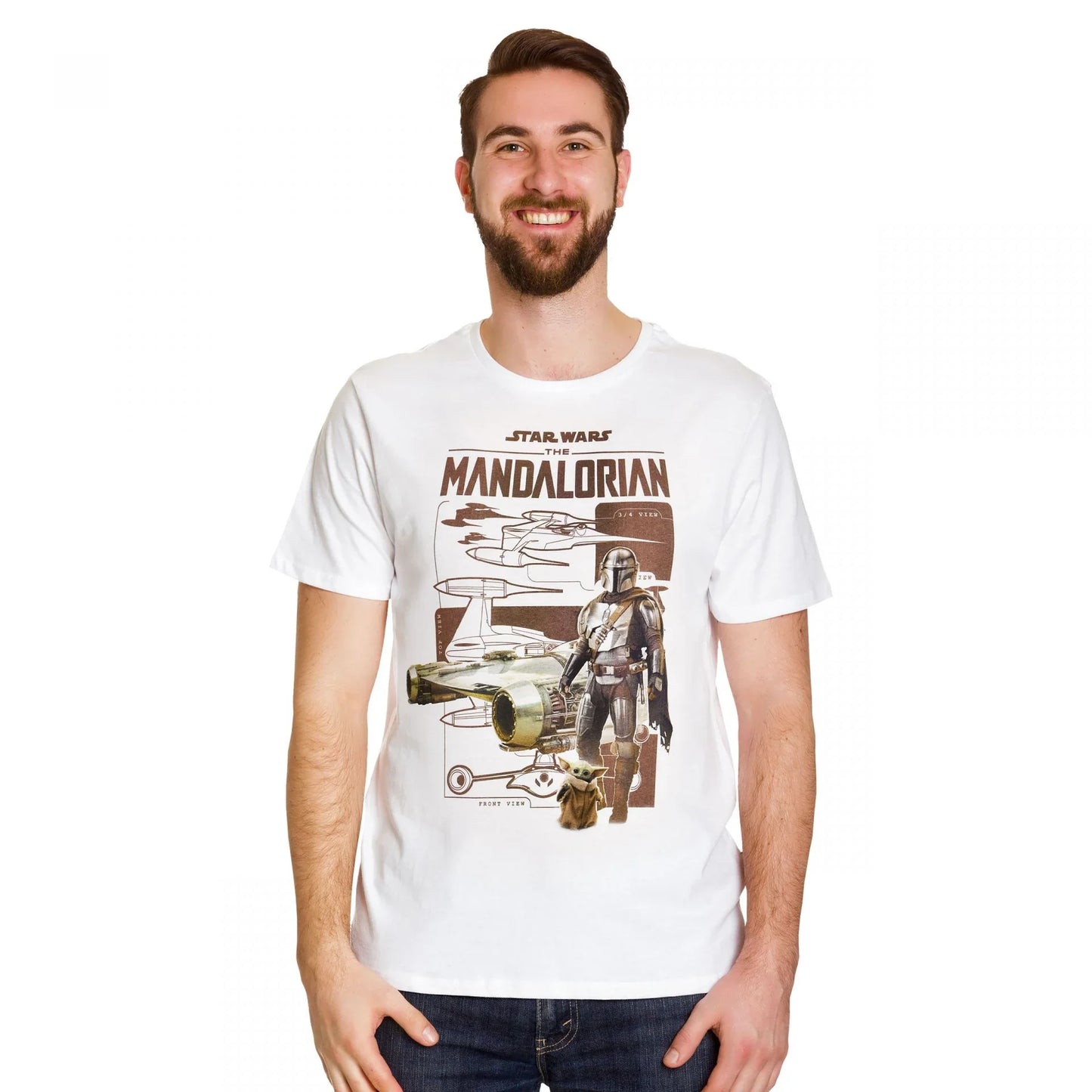 Camiseta Básica Unissex Star Wars The Mandalorian Branco