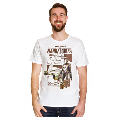 Camiseta Básica Unissex  Star Wars The Mandalorian Branco