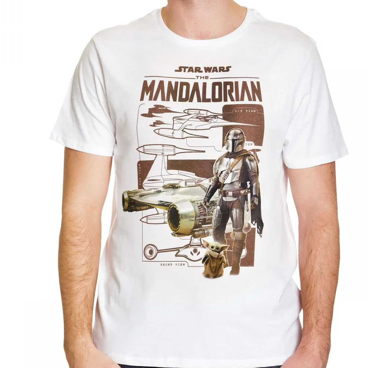Camiseta Básica Unissex Star Wars The Mandalorian Branco