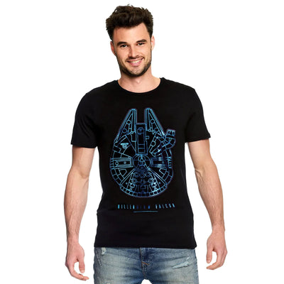 Camiseta Básica Unissex Star Wars Millennium Falcon Preto