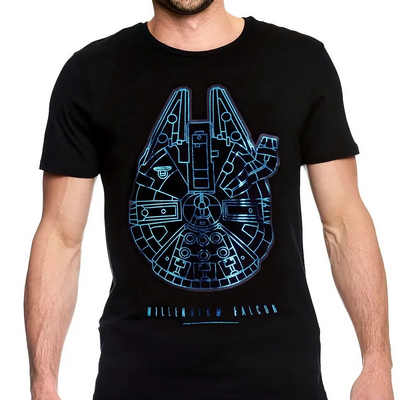 Camiseta Básica Unissex Star Wars Millennium Falcon Preto
