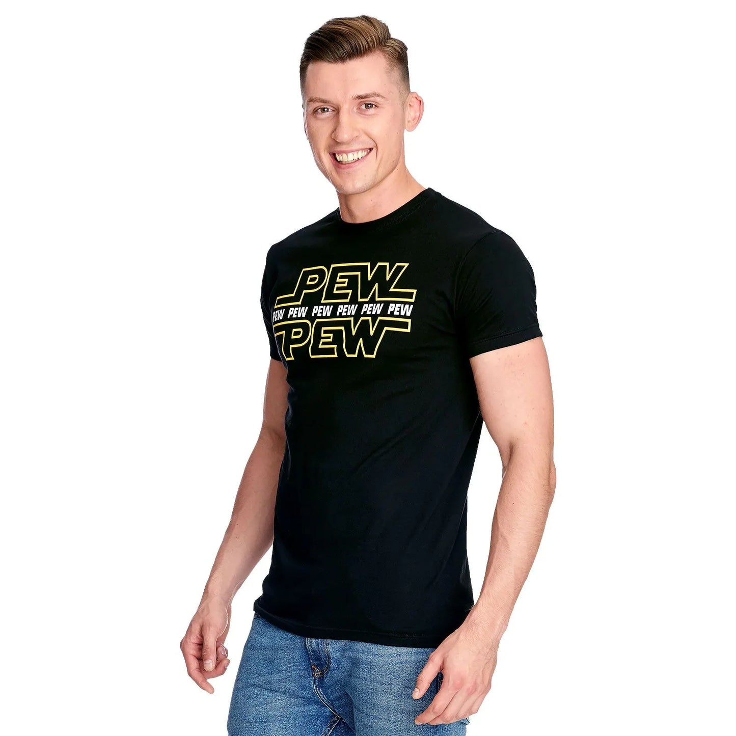 Camiseta Básica Unissex Star Wars Pew Pew Preto