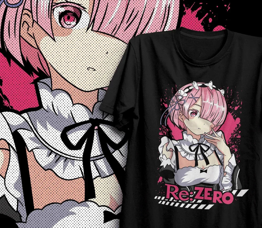 Camiseta Básica Unissex ReZero Ram- Preto