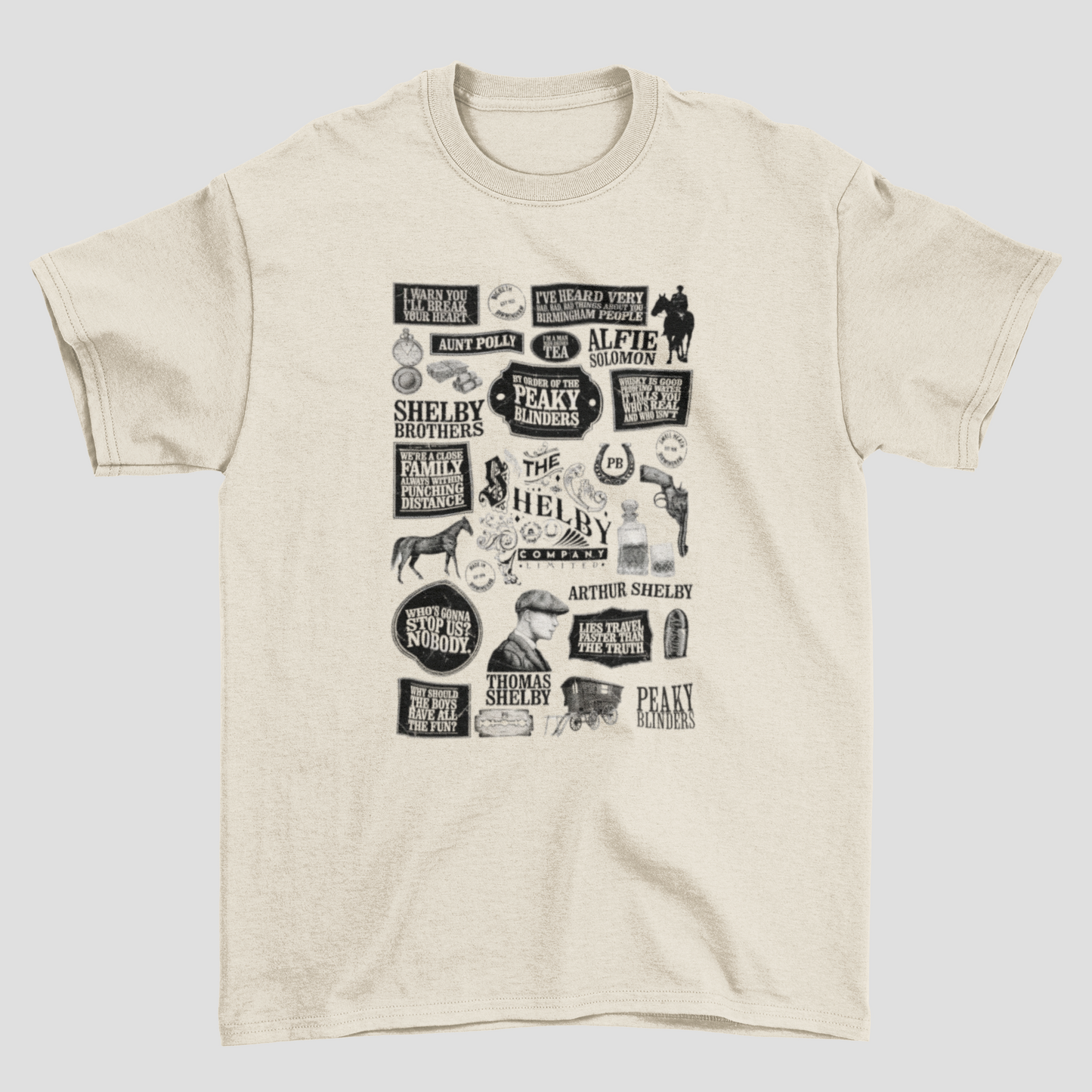 Camiseta Básica Unissex Peaky Blinders Icons Graphic