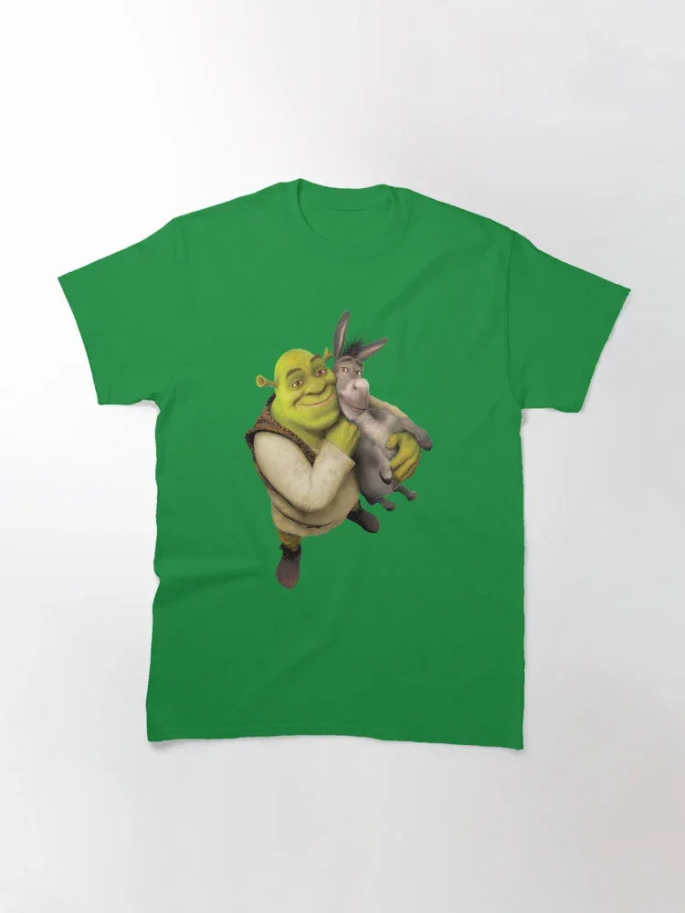 Camiseta Básica Unissex Shrek E Burro Melhores Amigos Verde