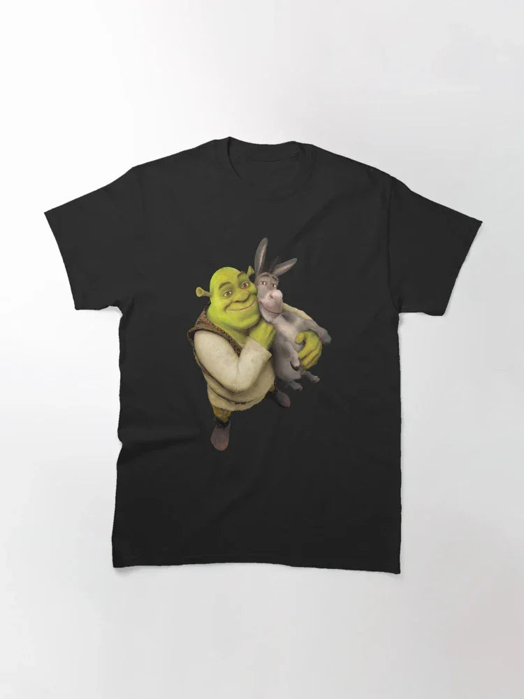 Camiseta Básica Unissex Shrek E Burro Melhores Amigos Preto