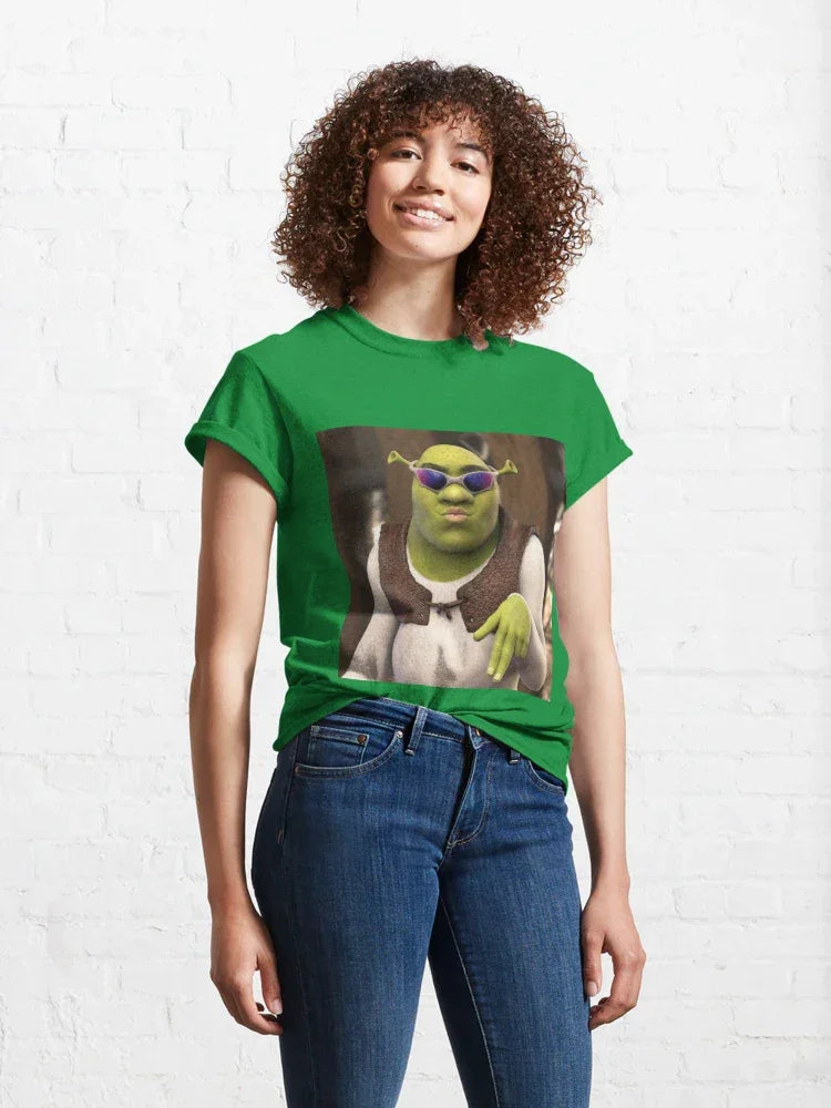 Camiseta Básica Unissex Shrek Fashion Pose Verde