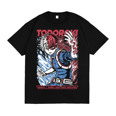 Camiseta Básica Unissex Todoroki Shoto Half-Cold Half-Hot