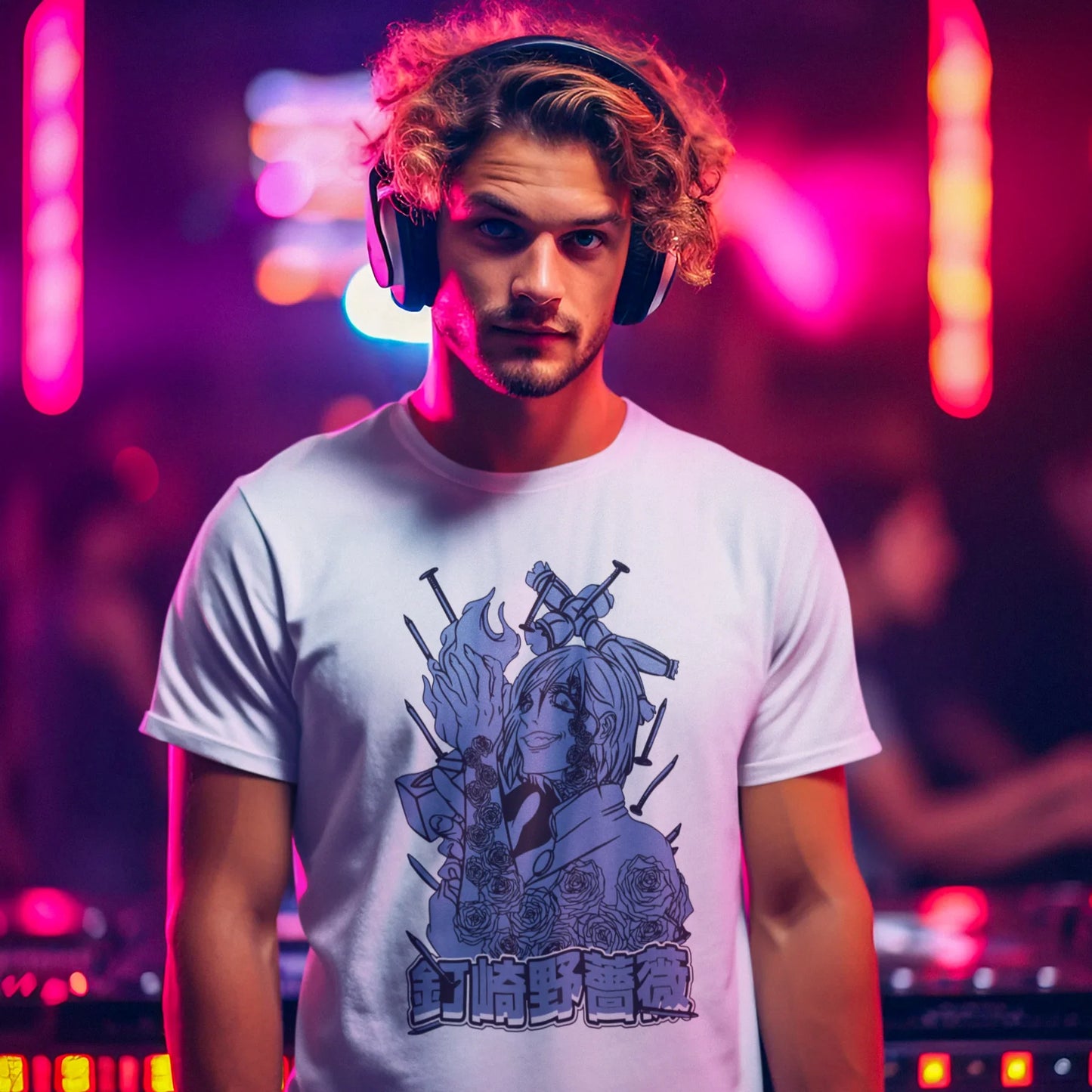 Camiseta Básica Unissex Jujutsu Kaisen Nobara Azul- BRANCO