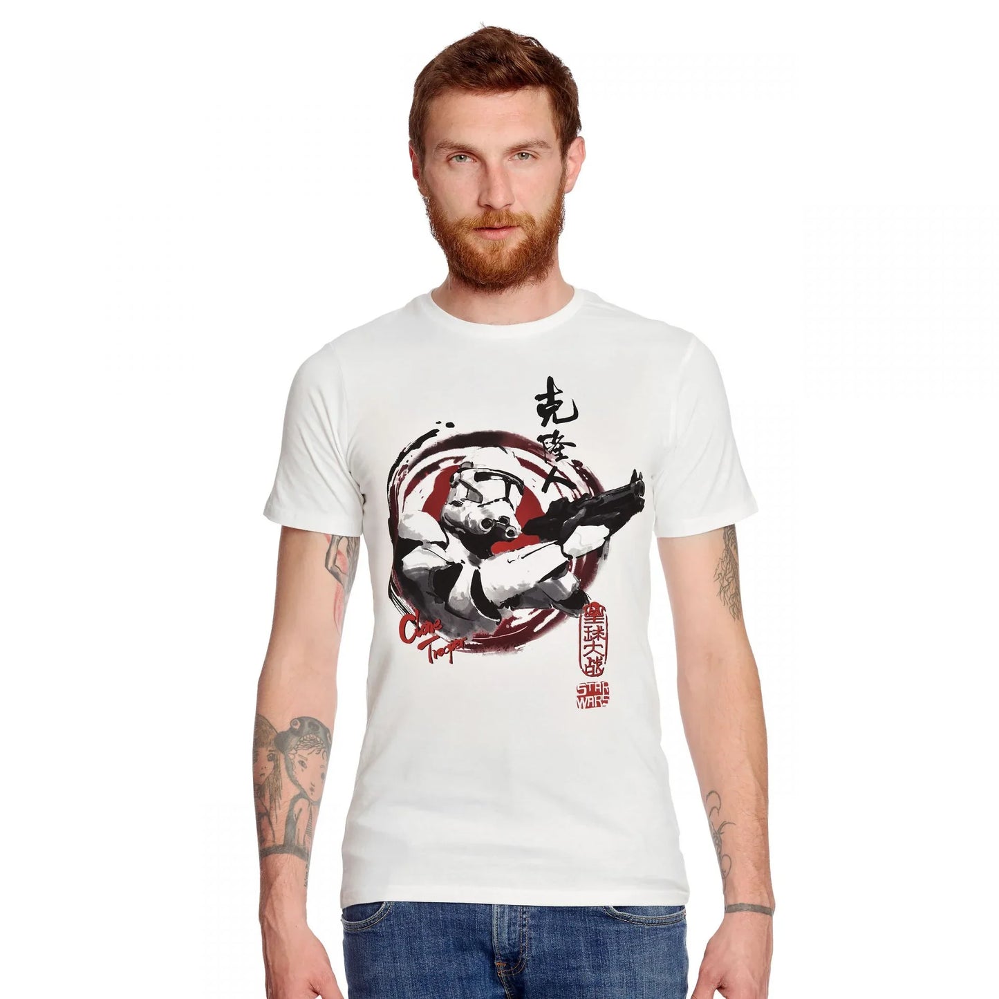 Camiseta Básica Unissex Star Wars Clone Trooper Branco