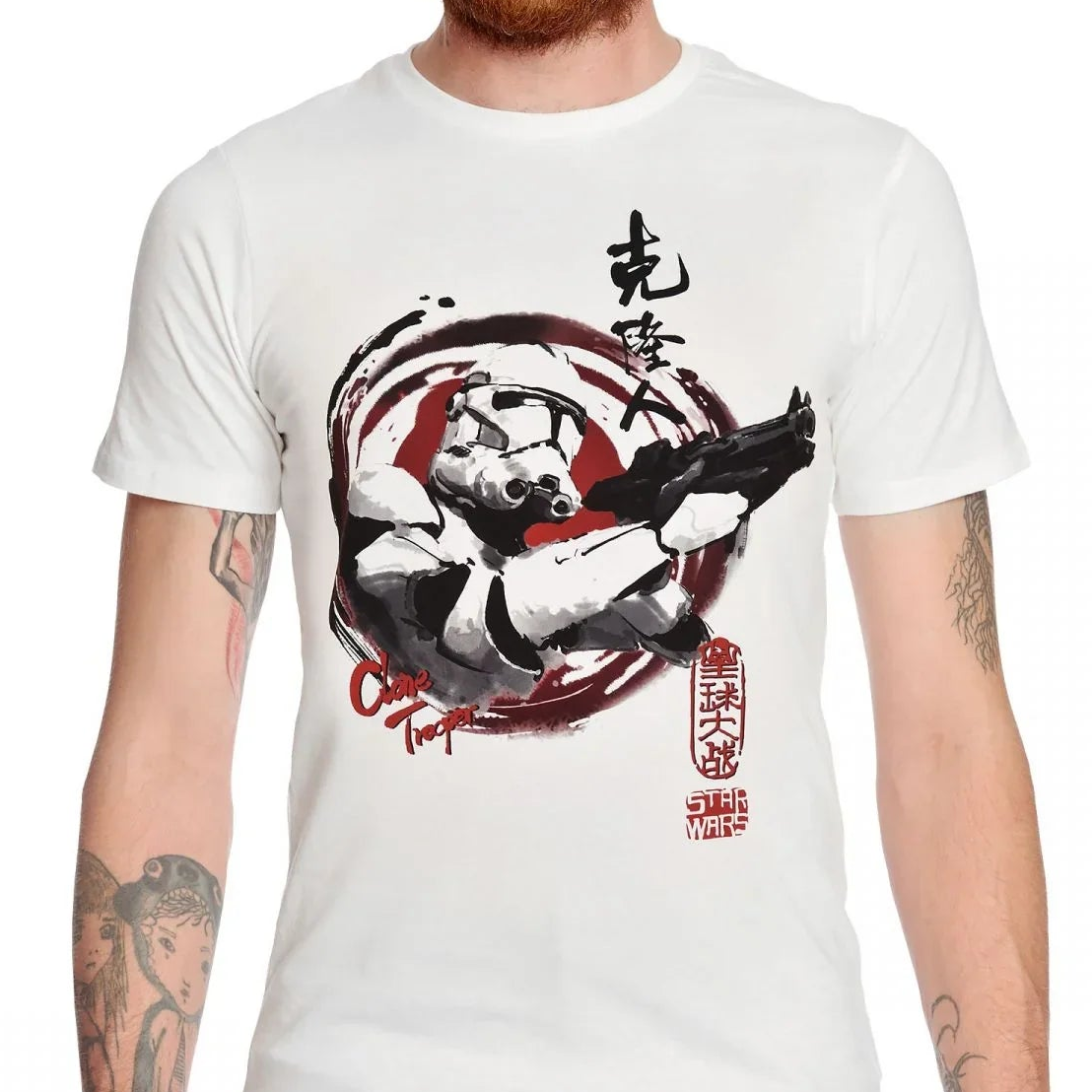 Camiseta Básica Unissex Star Wars Clone Trooper Branco