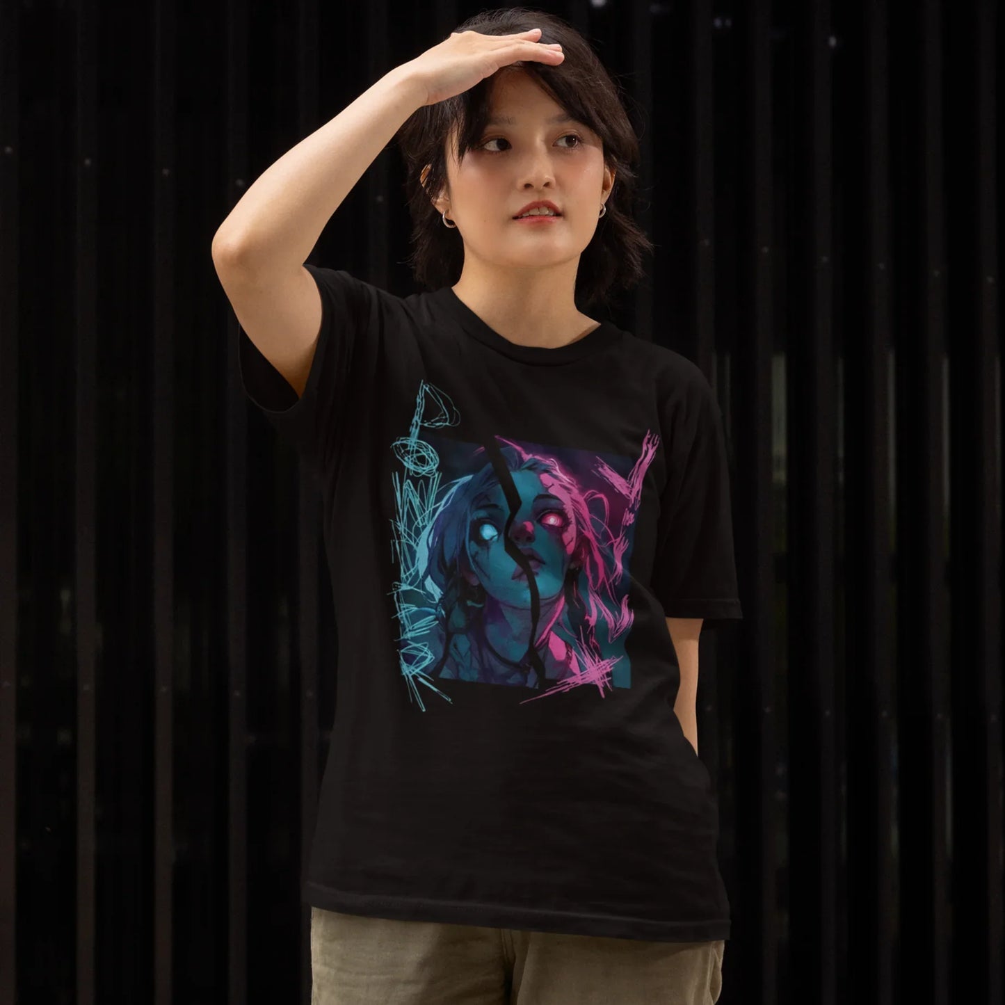 Camiseta Básica Unissex Arcane Jinx and Powder Face