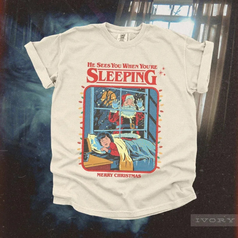 Camiseta Básica Unissex Papai Noel Sleeping