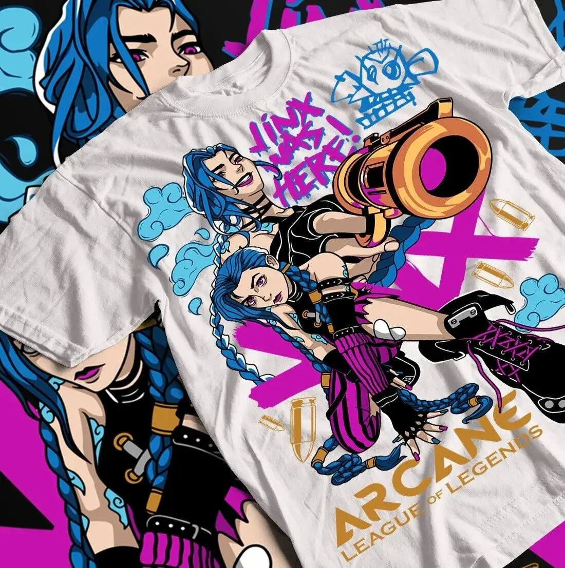 Camiseta Básica Unissex Arcane Jinx Was Here! Branco