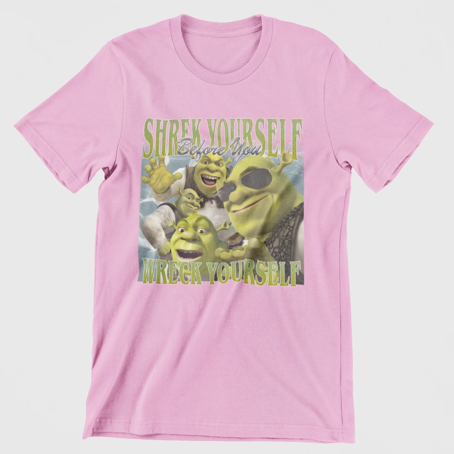 Camiseta Básica Shrek Yourself Rosa Bebê