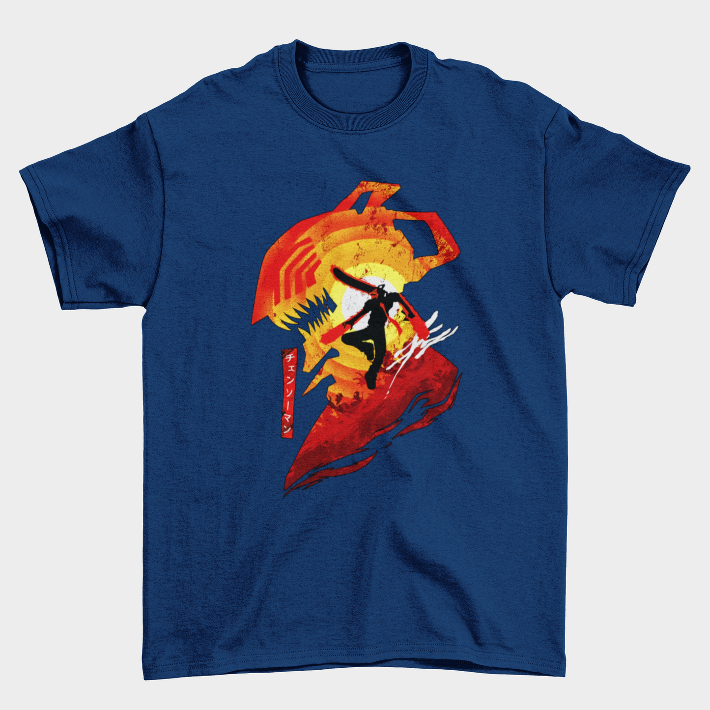 Camiseta Básica Unissex Chainsaw Man Anime Silhueta