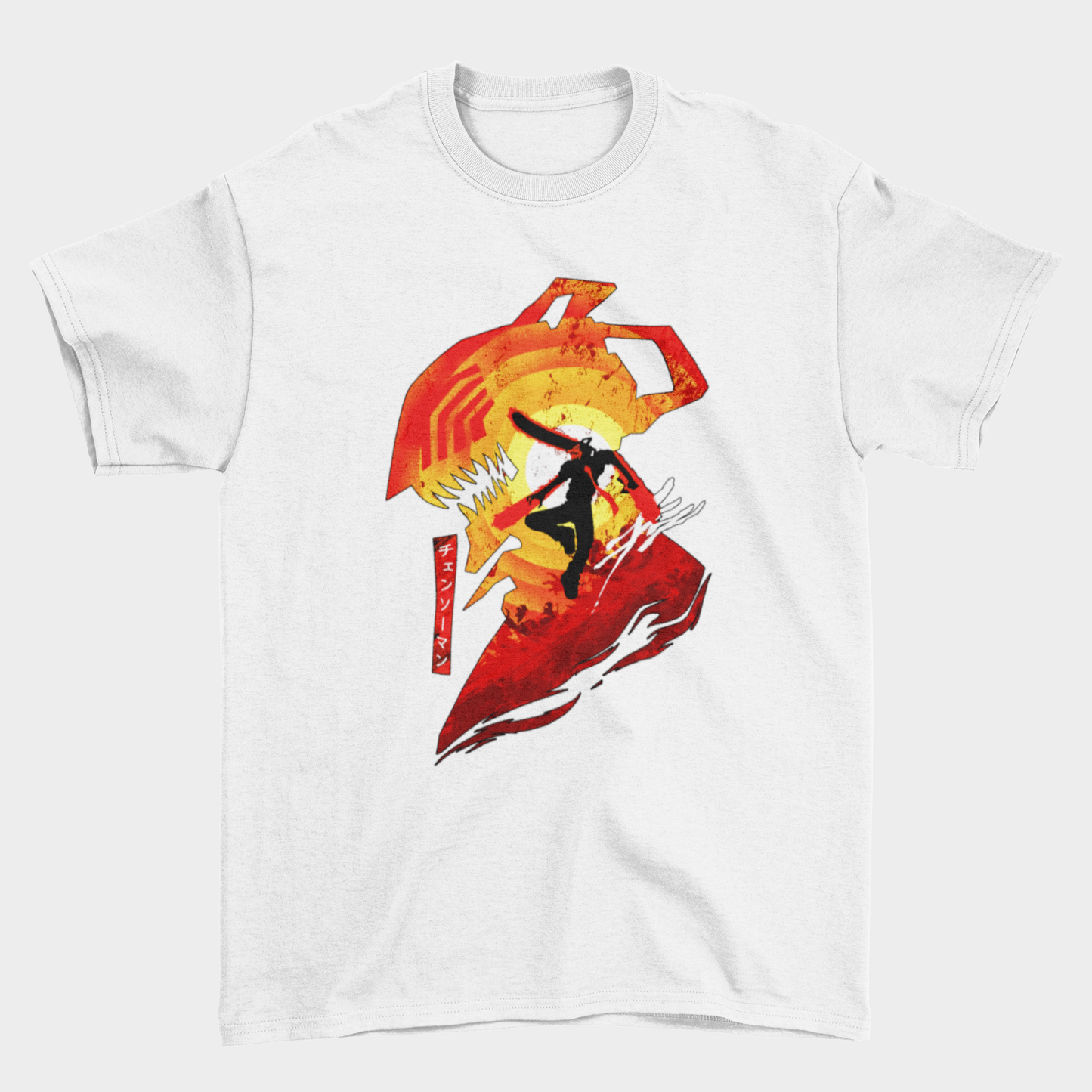 Camiseta Básica Unissex Chainsaw Man Anime Silhueta