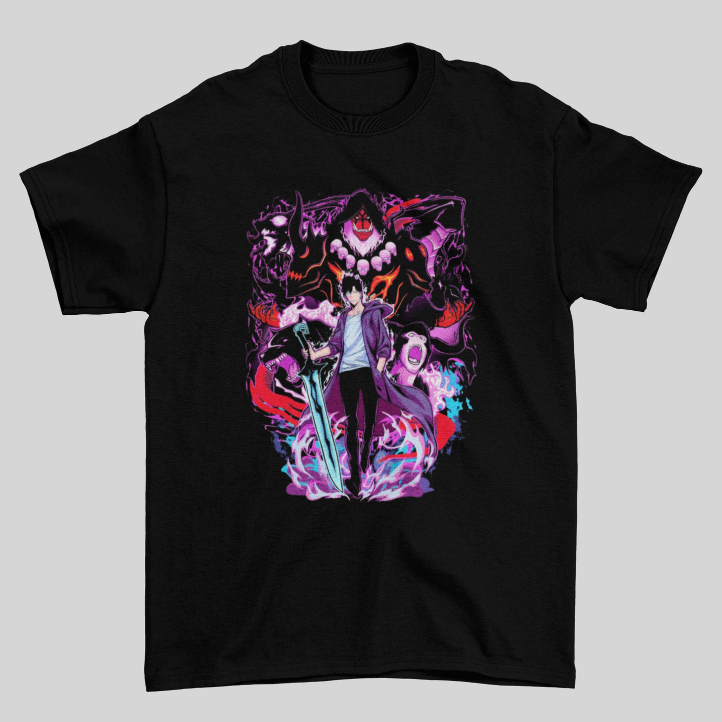 Camiseta Básica Unissex Solo Leveling Personagens