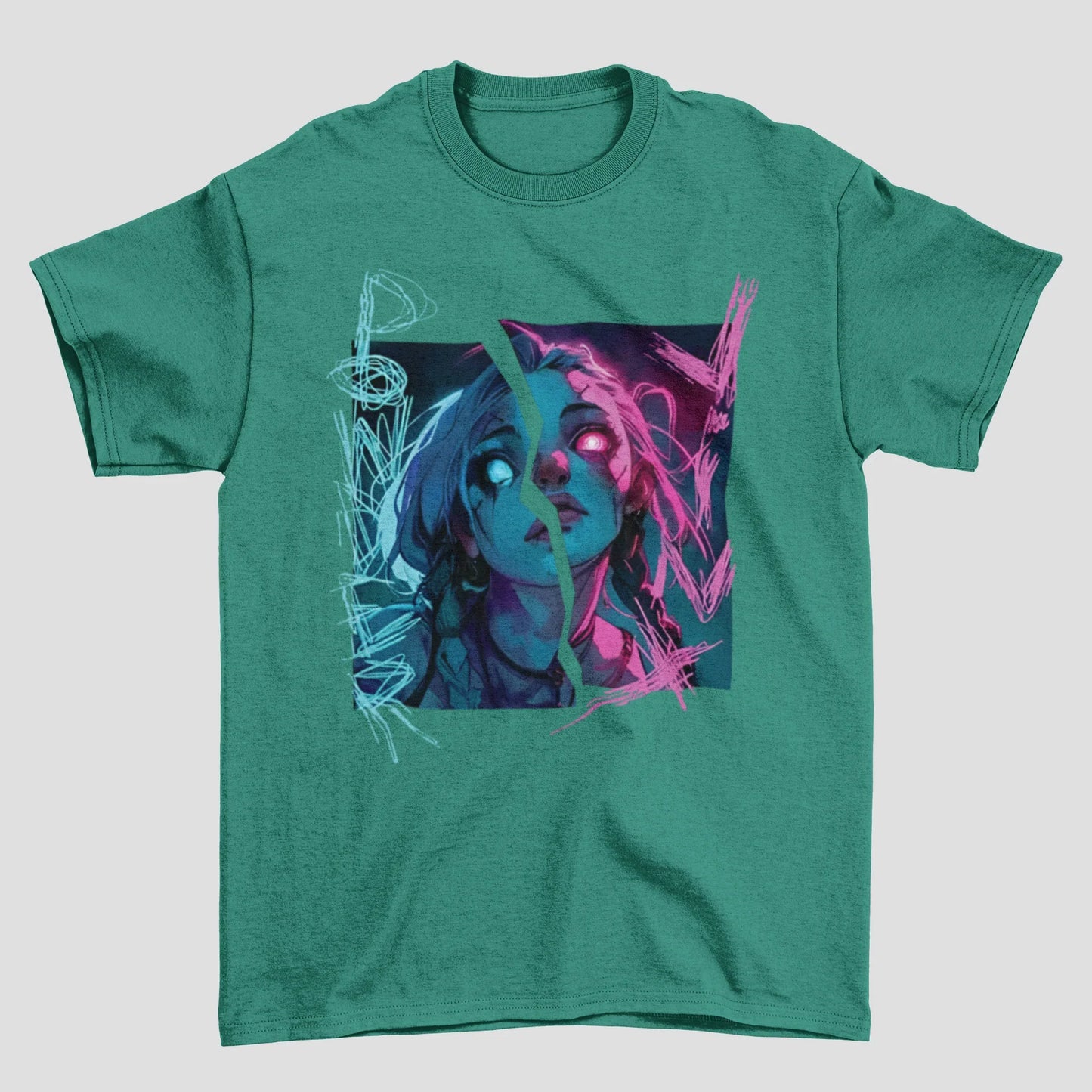 Camiseta Básica Unissex Arcane Jinx and Powder Face