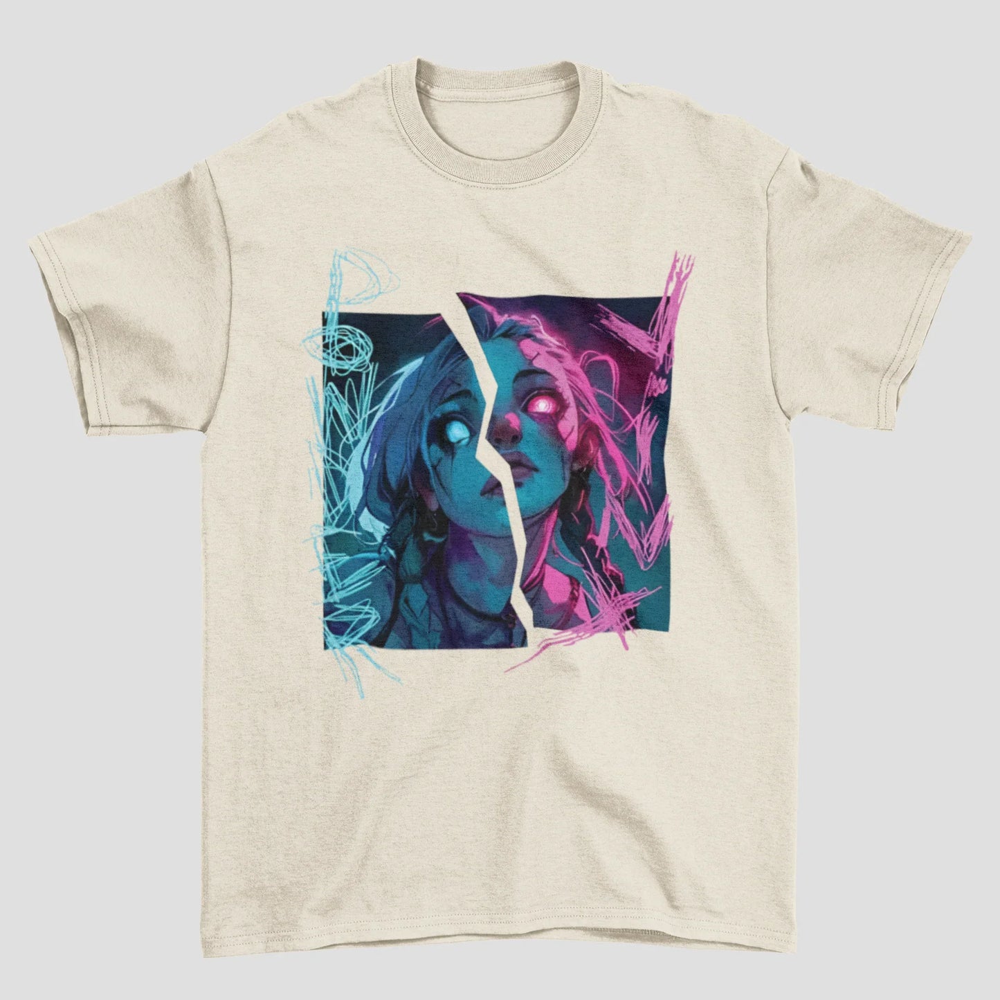 Camiseta Básica Unissex Arcane Jinx and Powder Face