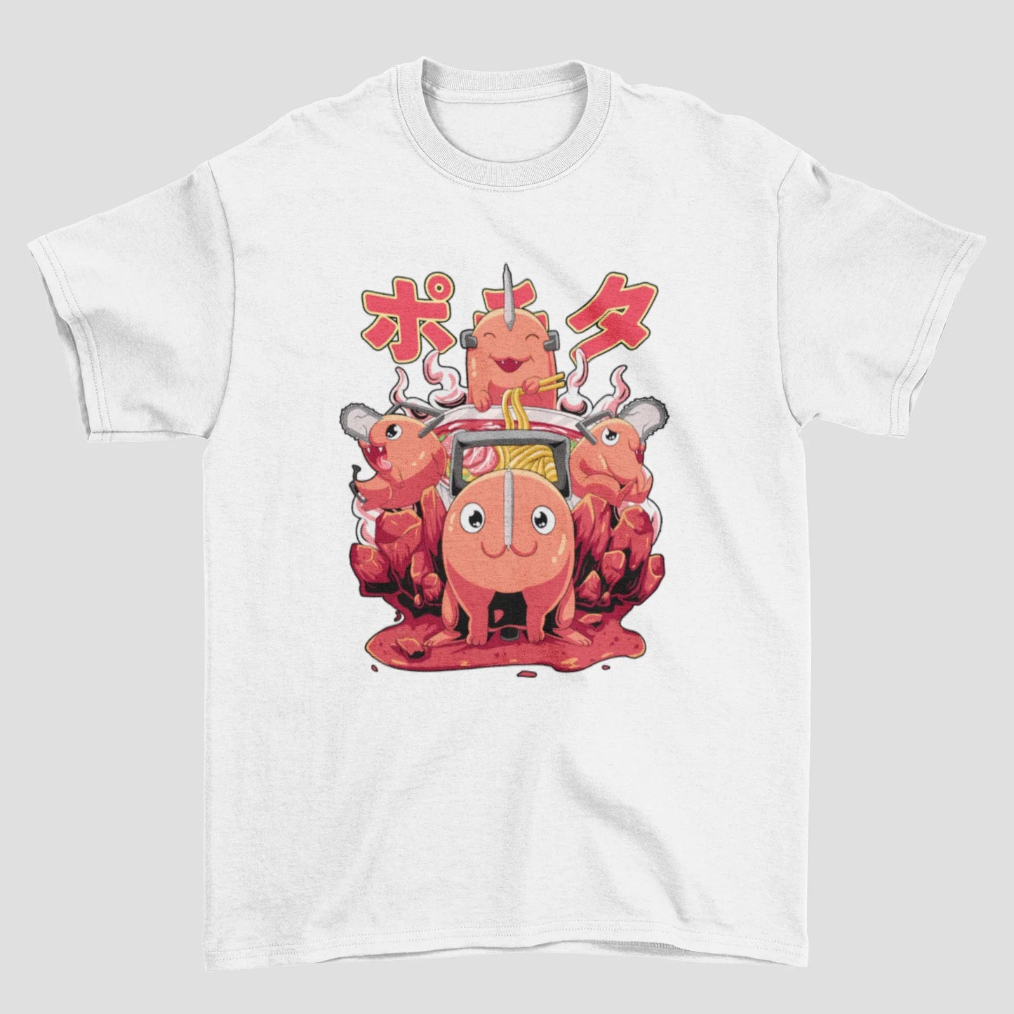 Camiseta Básica Unissex Chainsaw Man Cute Pochita Demon