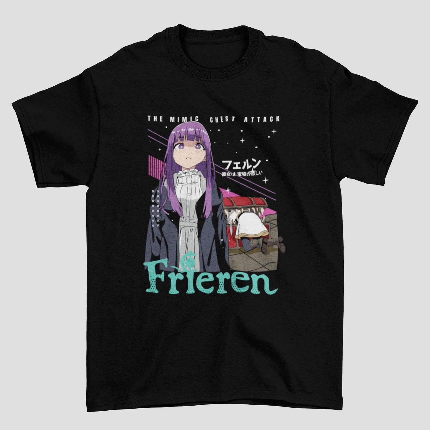 Camiseta Básica Unissex Frieren The Mimic Chest Attack