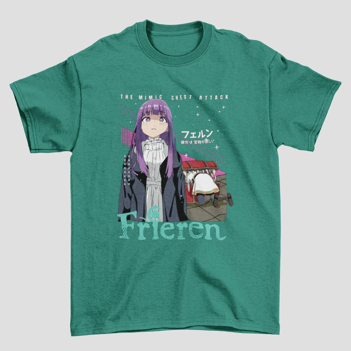 Camiseta Básica Unissex Frieren The Mimic Chest Attack