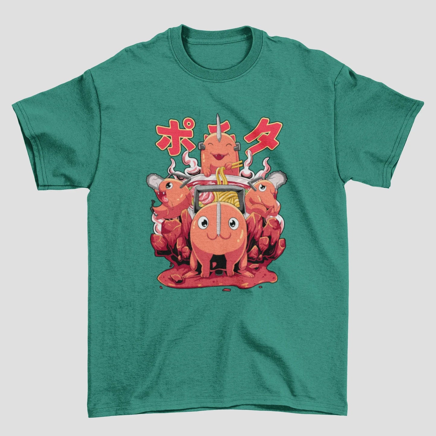 Camiseta Básica Unissex Chainsaw Man Cute Pochita Demon