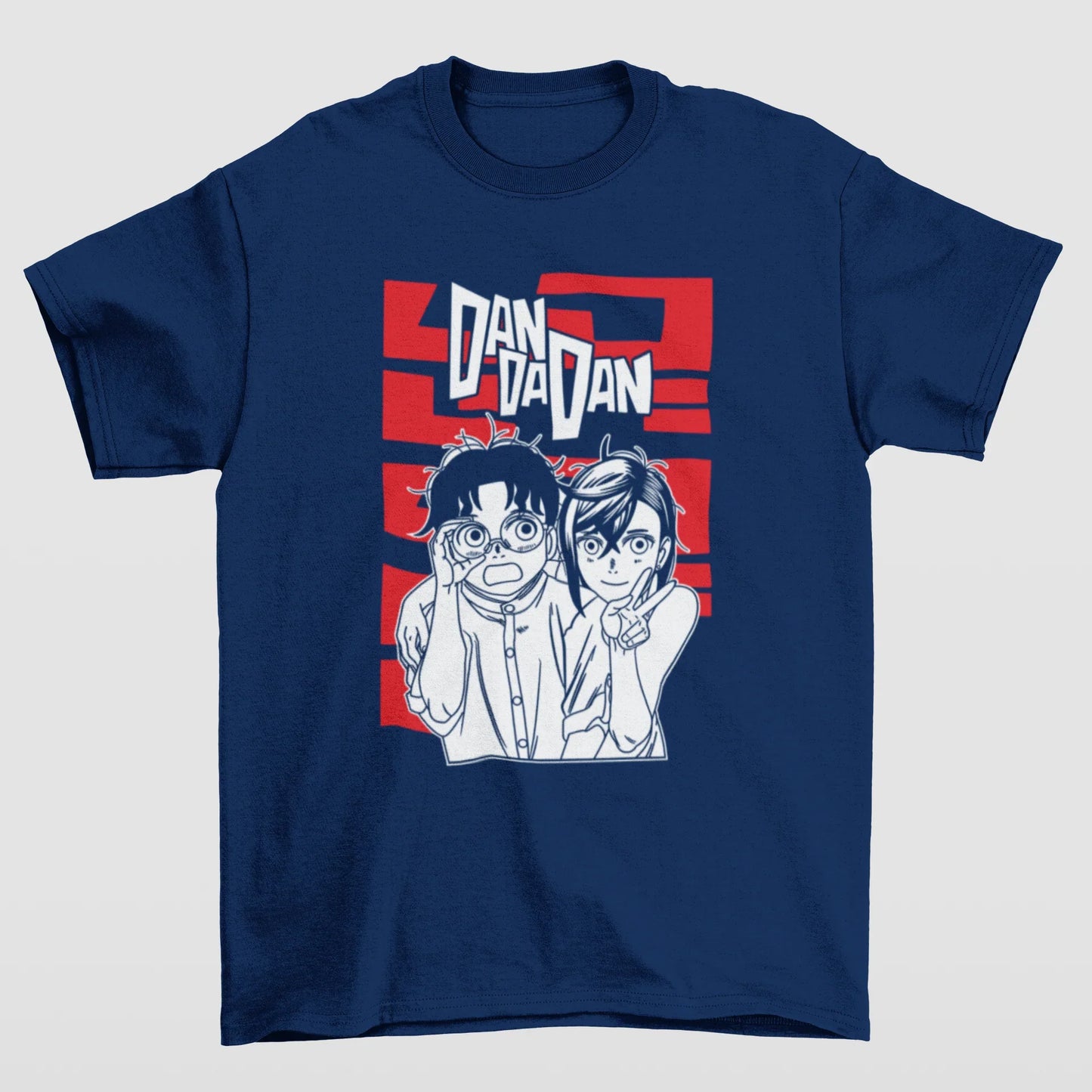 Camiseta Básica Unissex Okarun and Ayase- azul-marinho