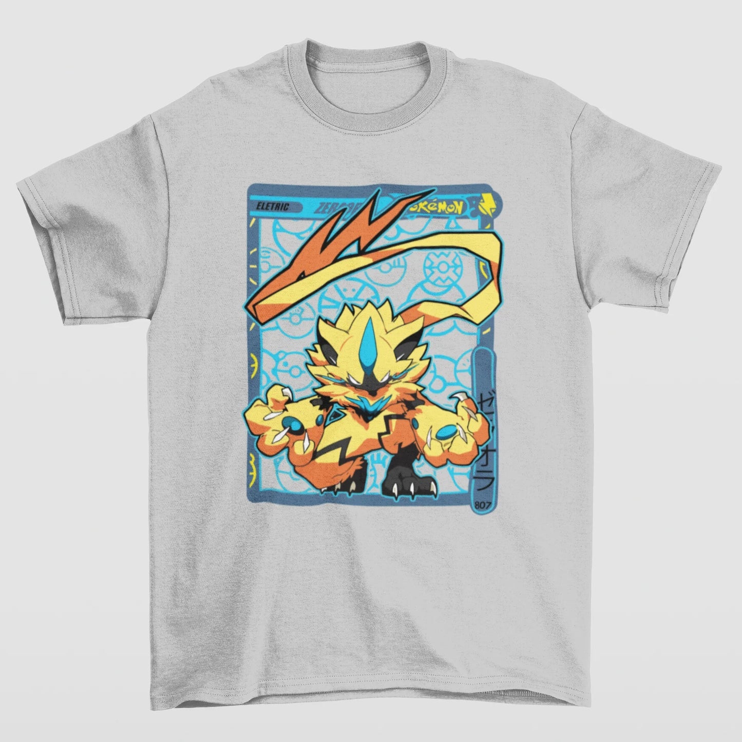 Camiseta Básica Unissex Pokemon Zeraora- CINZA