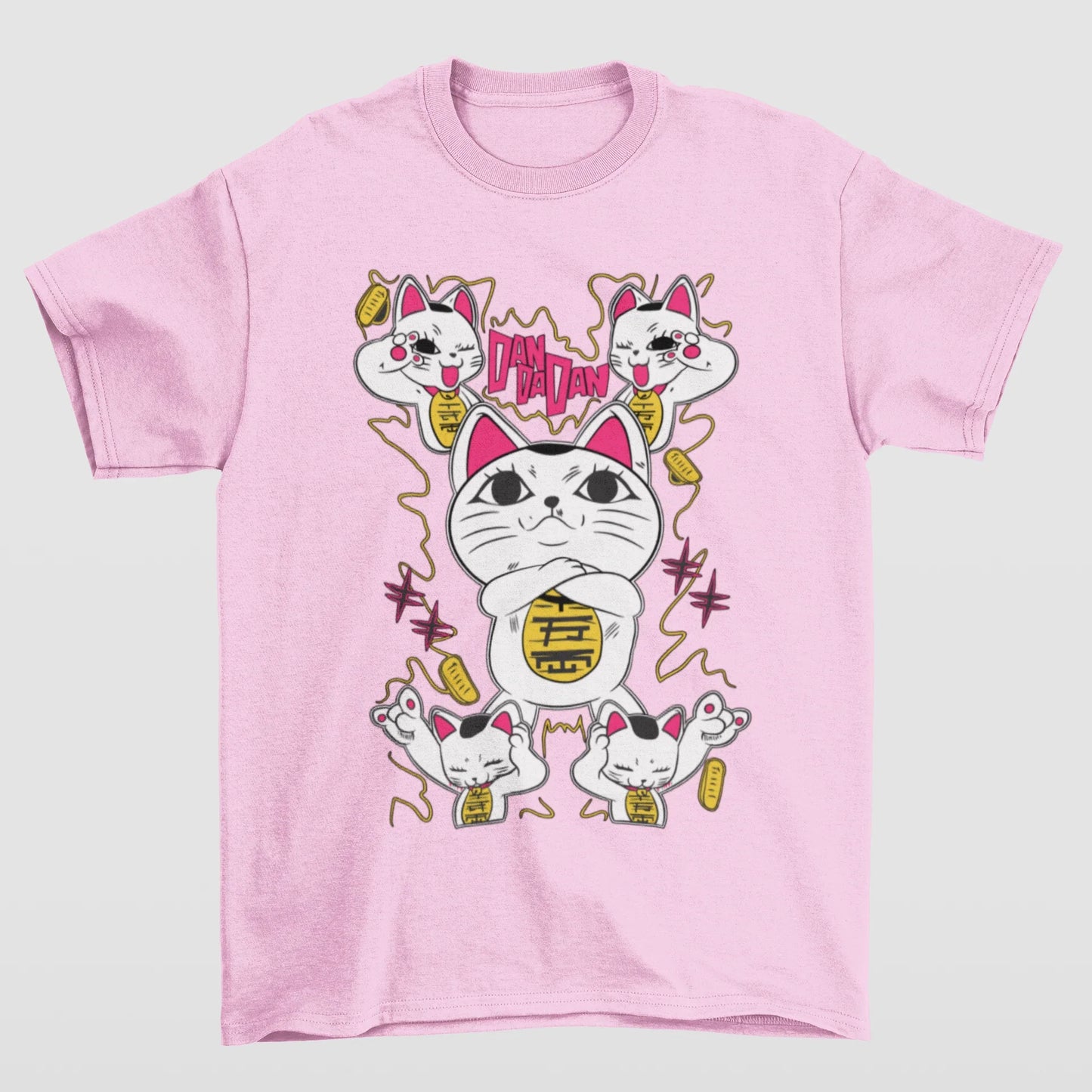 Camiseta Básica Unissex Cat Rock- rosa bebe
