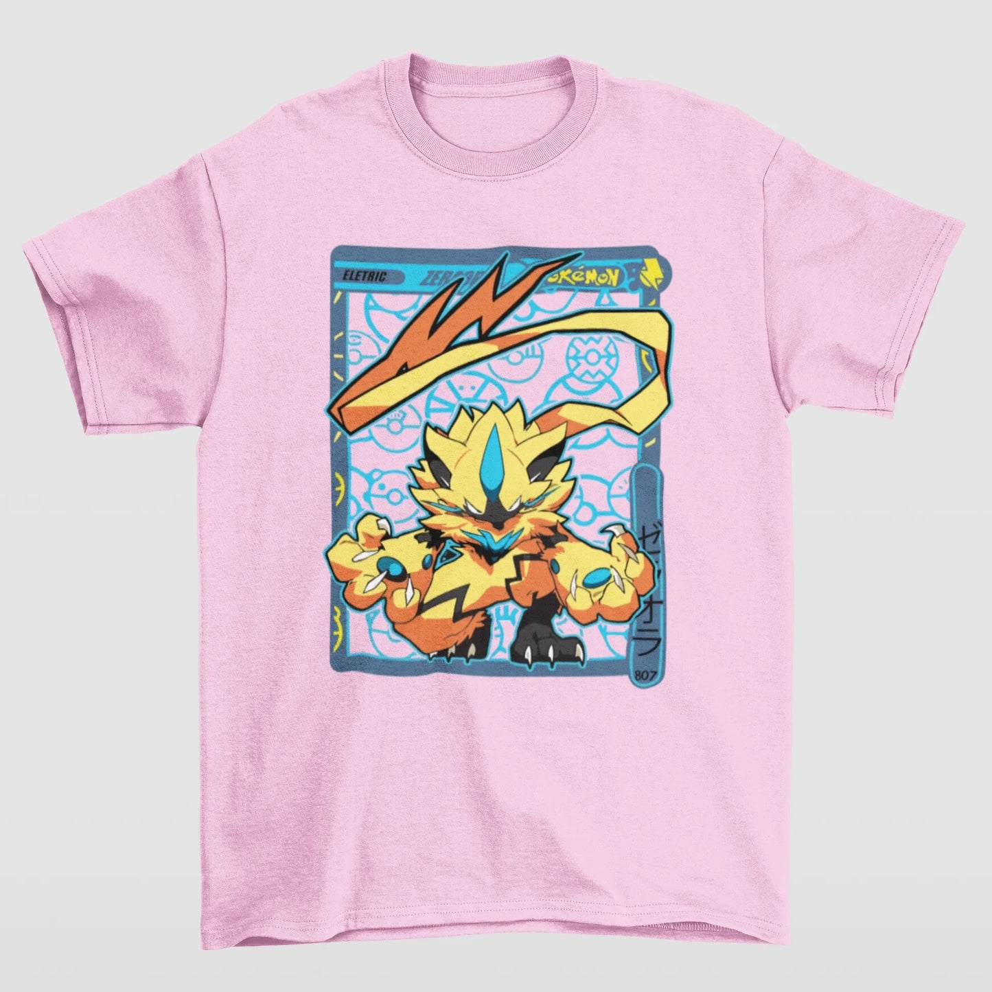 Camiseta Básica Unissex Pokemon Zeraora- ROSA BEBE