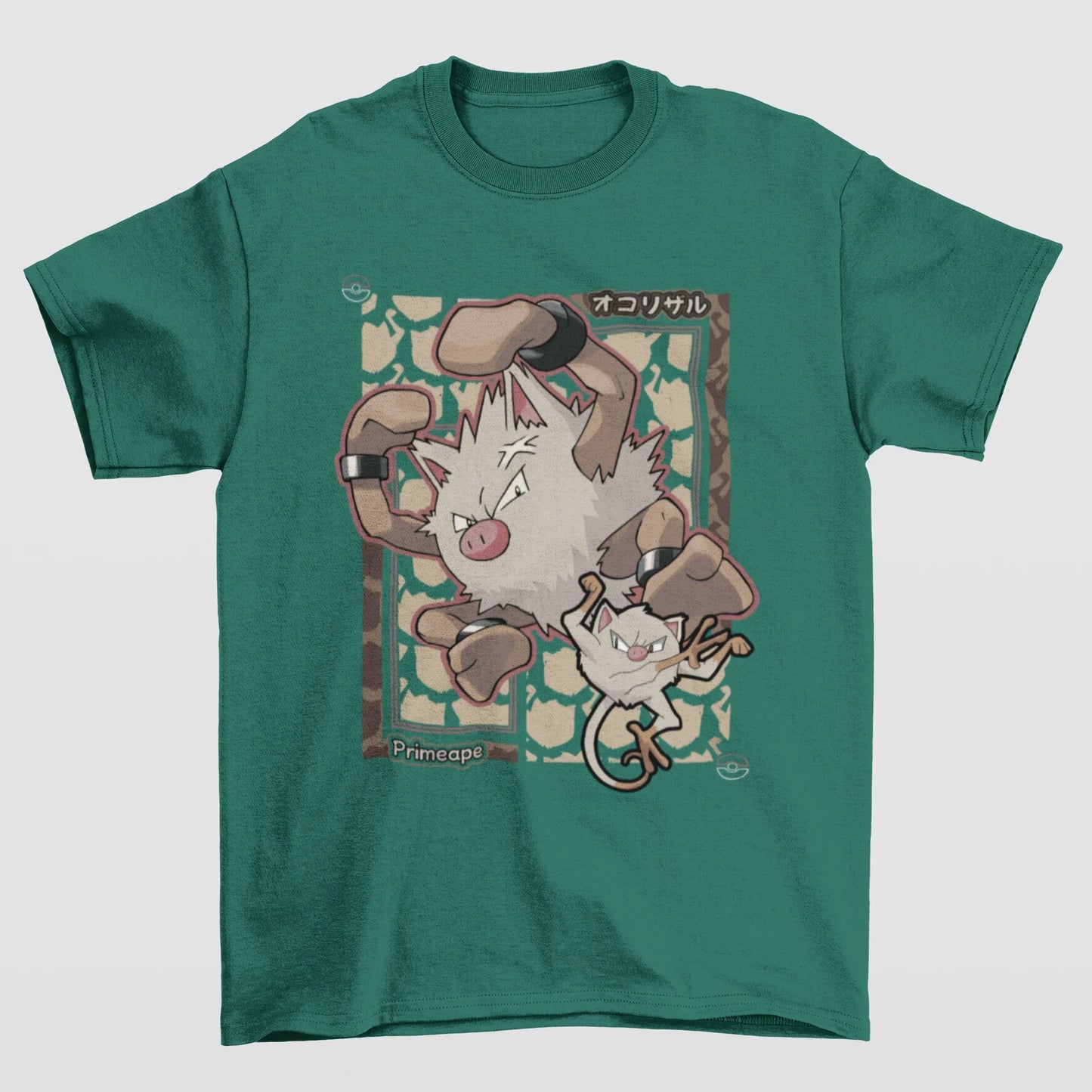 Camiseta Básica Unissex Pokemon Primeape- verde