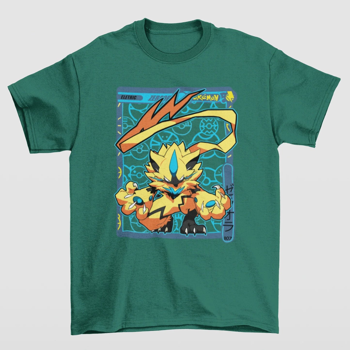 Camiseta Básica Unissex Pokemon Zeraora- VERDE