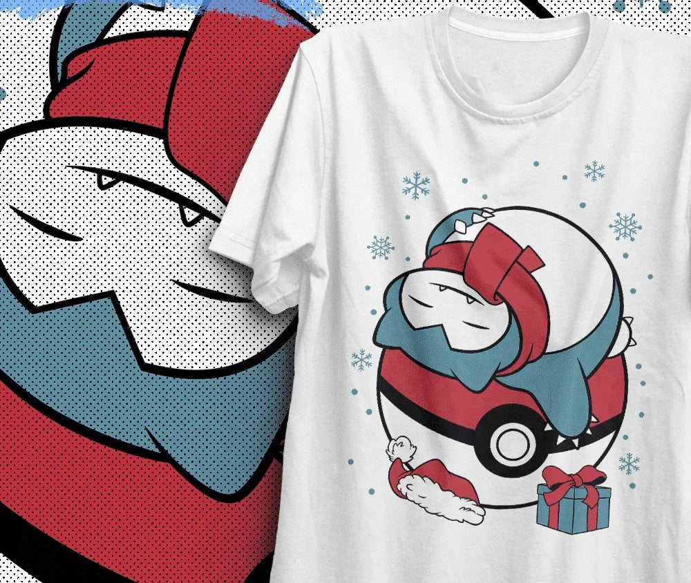 Camiseta Básica Unissex Natal Snorlax- Branco
