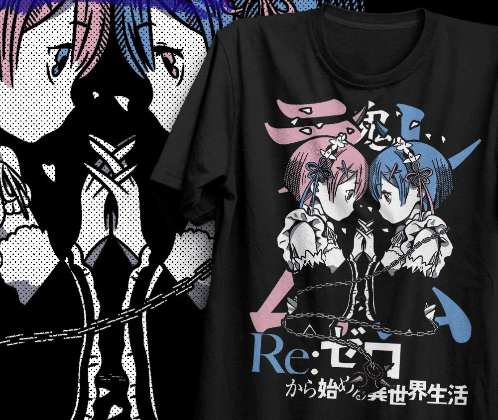 Camiseta Básica Unissex ReZero Anime- Preto