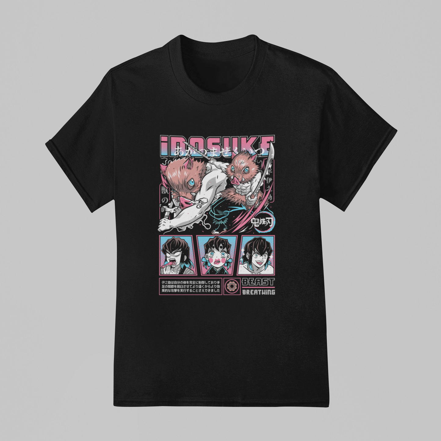 Camiseta Básica Unissex Demon Slayer Inosuke Beast Breathing