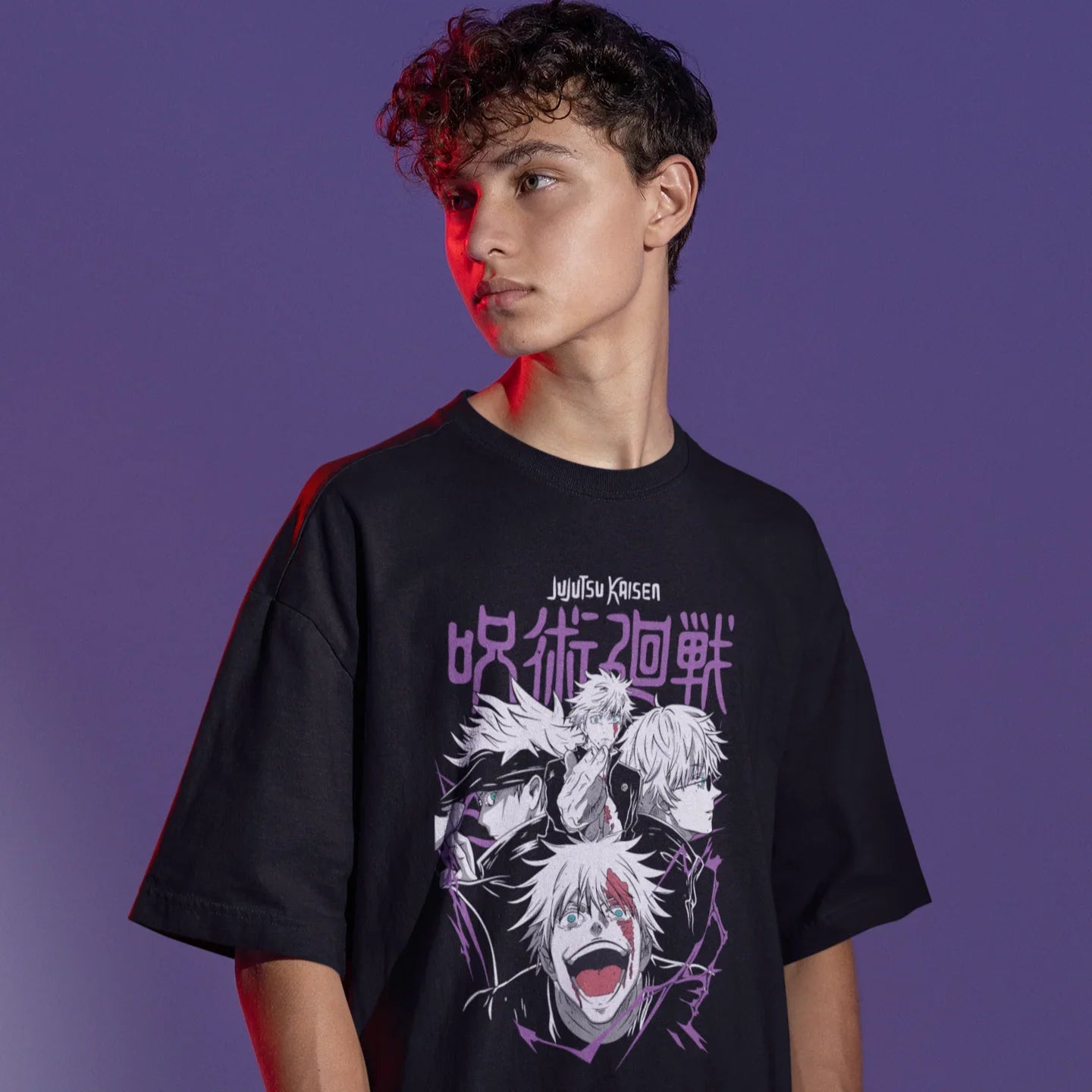 Camiseta Básica Unissex Jujutsu Kaisen Gojo Faces
