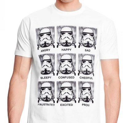 Camiseta Básica Unissex Star Wars Emotions Branco